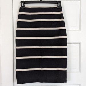 Banana Republic Sloan Pencil Skirt Women's 8 Black Striped Stretch